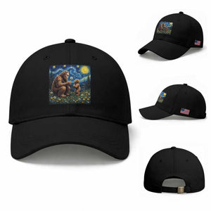 Bigfoot Blowing Dandelion Starry Night Baseball Cap Sasquatch Dad Fathers Day Father Son Matching TS14 Baseball Cap Universal Fit Black Print Your Wear