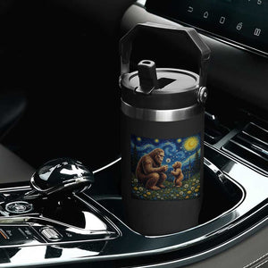 Bigfoot Blowing Dandelion Starry Night Flip Straw Tumbler Sasquatch Dad Fathers Day Father Son Matching TS14 Print Your Wear
