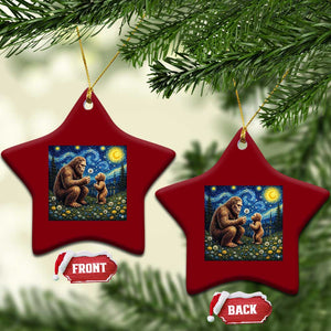 Bigfoot Blowing Dandelion Starry Night Ceramic Ornament Sasquatch Dad Fathers Day Father Son Matching TS14 Print Your Wear