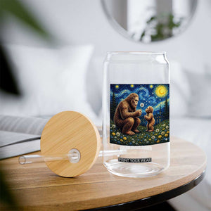 Bigfoot Blowing Dandelion Starry Night Glass Can Sasquatch Dad Fathers Day Father Son Matching TS14 Print Your Wear
