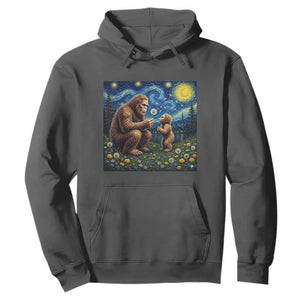 Bigfoot Blowing Dandelion Starry Night Hoodie Sasquatch Dad Fathers Day Father Son Matching TS14 Dark Heather Print Your Wear