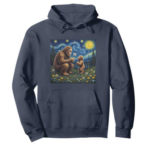 Bigfoot Blowing Dandelion Starry Night Hoodie Sasquatch Dad Fathers Day Father Son Matching TS14 Navy Print Your Wear