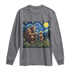 Bigfoot Blowing Dandelion Starry Night Long Sleeve Shirt Sasquatch Dad Fathers Day Father Son Matching TS14 Charcoal Print Your Wear