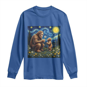 Bigfoot Blowing Dandelion Starry Night Long Sleeve Shirt Sasquatch Dad Fathers Day Father Son Matching TS14 Royal Blue Print Your Wear
