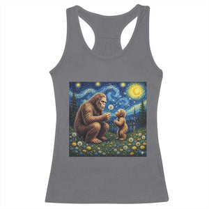 Bigfoot Blowing Dandelion Starry Night Racerback Tank Top Sasquatch Dad Fathers Day Father Son Matching TS14 Charcoal Print Your Wear