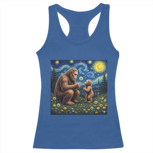 Bigfoot Blowing Dandelion Starry Night Racerback Tank Top Sasquatch Dad Fathers Day Father Son Matching TS14 Royal Blue Print Your Wear