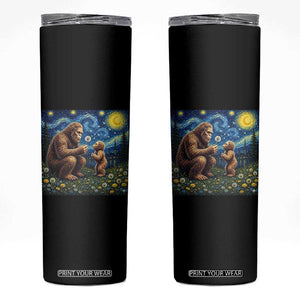 Bigfoot Blowing Dandelion Starry Night Skinny Tumbler Sasquatch Dad Fathers Day Father Son Matching TS14 Black Print Your Wear
