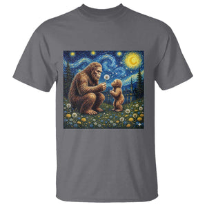 Bigfoot Blowing Dandelion Starry Night T Shirt Sasquatch Dad Fathers Day Father Son Matching TS14 Charcoal Print Your Wear