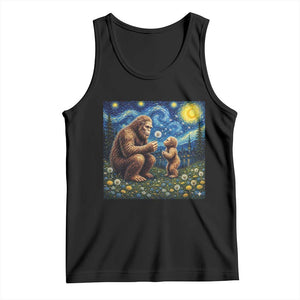 Bigfoot Blowing Dandelion Starry Night Tank Top Sasquatch Dad Fathers Day Father Son Matching TS14 Black Print Your Wear