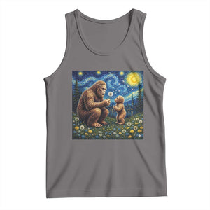 Bigfoot Blowing Dandelion Starry Night Tank Top Sasquatch Dad Fathers Day Father Son Matching TS14 Deep Heather Print Your Wear