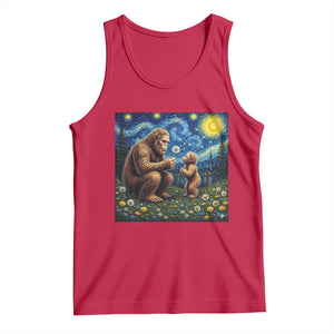 Bigfoot Blowing Dandelion Starry Night Tank Top Sasquatch Dad Fathers Day Father Son Matching TS14 Red Print Your Wear