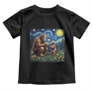 Bigfoot Blowing Dandelion Starry Night Toddler T Shirt Sasquatch Dad Fathers Day Father Son Matching TS14 Black Print Your Wear