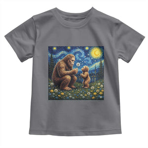 Bigfoot Blowing Dandelion Starry Night Toddler T Shirt Sasquatch Dad Fathers Day Father Son Matching TS14 Charcoal Print Your Wear