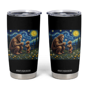 Bigfoot Blowing Dandelion Starry Night Tumbler Cup Sasquatch Dad Fathers Day Father Son Matching TS14 Black Print Your Wear