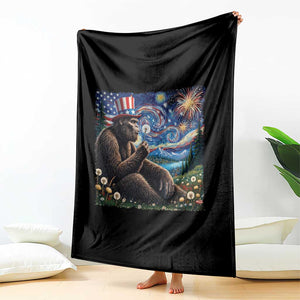 Bigfoot Blowing Dandelion Throw Blanket Sasquatch Van Gogh Starry Night 4th of July TS14 Print Your Wear