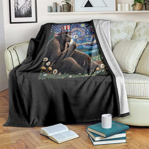 Bigfoot Blowing Dandelion Throw Blanket Sasquatch Van Gogh Starry Night 4th of July TS14 Print Your Wear