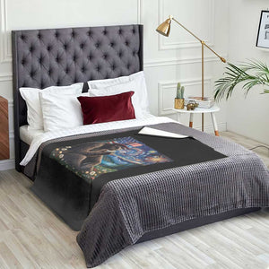 Bigfoot Blowing Dandelion Throw Blanket Sasquatch Van Gogh Starry Night 4th of July TS14 Print Your Wear