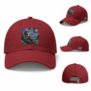 Bigfoot Blowing Dandelion Baseball Cap Sasquatch Van Gogh Starry Night 4th of July TS14 Baseball Cap Universal Fit Cherry Red Print Your Wear