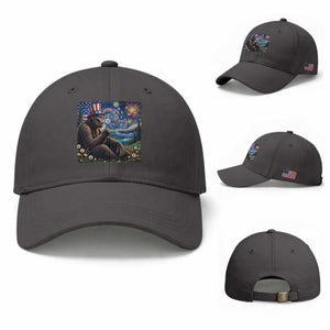 Bigfoot Blowing Dandelion Baseball Cap Sasquatch Van Gogh Starry Night 4th of July TS14 Baseball Cap Universal Fit Dark Gray Print Your Wear