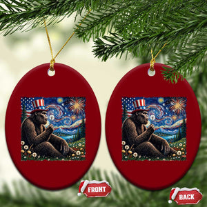 Bigfoot Blowing Dandelion Ceramic Ornament Sasquatch Van Gogh Starry Night 4th of July TS14 Print Your Wear