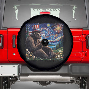 Bigfoot Blowing Dandelion Spare Tire Cover Sasquatch Van Gogh Starry Night 4th of July TS14 Black Print Your Wear