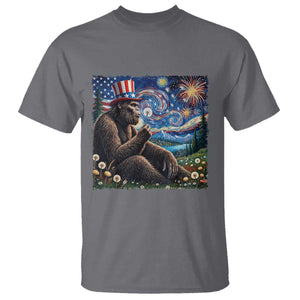 Bigfoot Blowing Dandelion T Shirt Sasquatch Van Gogh Starry Night 4th of July TS14 Charcoal Print Your Wear