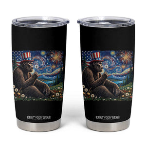 Bigfoot Blowing Dandelion Tumbler Cup Sasquatch Van Gogh Starry Night 4th of July TS14 Black Print Your Wear