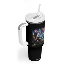 Bigfoot Blowing Dandelion Tumbler With Handle Sasquatch Van Gogh Starry Night 4th of July TS14 Print Your Wear