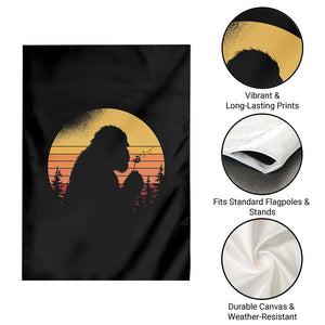Bigfoot Blowing Dandelion Garden Flag Retro Sunset Forest TS14 Print Your Wear