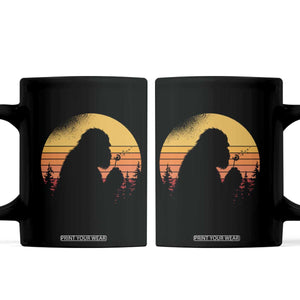 Bigfoot Blowing Dandelion Coffee Mug Retro Sunset Forest TS14 Black Print Your Wear