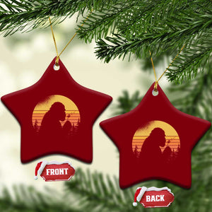 Bigfoot Blowing Dandelion Ceramic Ornament Retro Sunset Forest TS14 Print Your Wear
