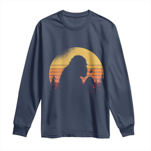 Bigfoot Blowing Dandelion Long Sleeve Shirt Retro Sunset Forest TS14 Navy Print Your Wear