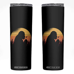 Bigfoot Blowing Dandelion Skinny Tumbler Retro Sunset Forest TS14 Black Print Your Wear