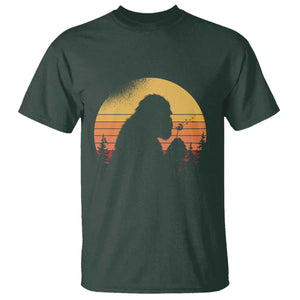 Bigfoot Blowing Dandelion T Shirt Retro Sunset Forest TS14 Dark Forest Green Print Your Wear