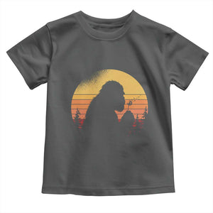 Bigfoot Blowing Dandelion Toddler T Shirt Retro Sunset Forest TS14 Dark Heather Print Your Wear