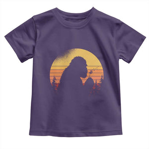 Bigfoot Blowing Dandelion Toddler T Shirt Retro Sunset Forest TS14 Purple Print Your Wear