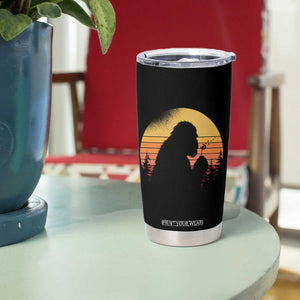 Bigfoot Blowing Dandelion Tumbler Cup Retro Sunset Forest TS14 Print Your Wear