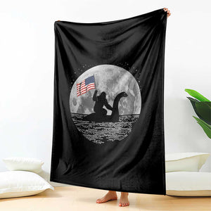 Bigfoot Loch Ness Monster 4th of July Throw Blanket Funny Cryptid Moon Night