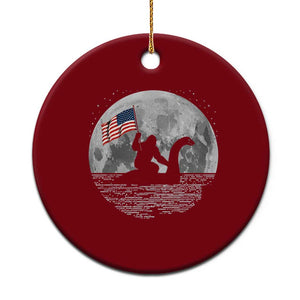 Bigfoot Loch Ness Monster 4th of July Ceramic Ornament Funny Cryptid Moon Night