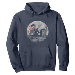 Bigfoot Loch Ness Monster 4th of July Hoodie Funny Cryptid Moon Night