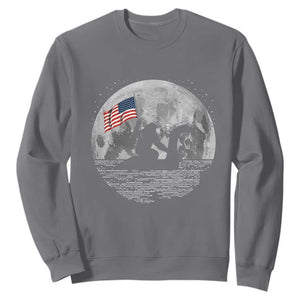 Bigfoot Loch Ness Monster 4th of July Sweatshirt Funny Cryptid Moon Night