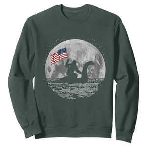 Bigfoot Loch Ness Monster 4th of July Sweatshirt Funny Cryptid Moon Night
