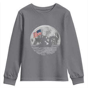 Bigfoot Loch Ness Monster 4th of July Youth Sweatshirt Funny Cryptid Moon Night