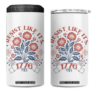 Resist Like its 1776 4 in 1 Can Cooler Tumbler Vintage Boho Floral Subtle 250th Anniversary