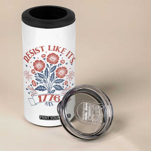 Resist Like its 1776 4 in 1 Can Cooler Tumbler Vintage Boho Floral Subtle 250th Anniversary