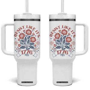 Resist Like its 1776 Tumbler With Handle Vintage Boho Floral Subtle 250th Anniversary