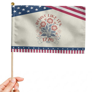Resist Like its 1776 Patriotic Handheld Flag Vintage Boho Floral Subtle 250th Anniversary