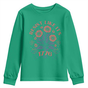 Resist Like its 1776 Youth Sweatshirt Vintage Boho Floral Subtle 250th Anniversary