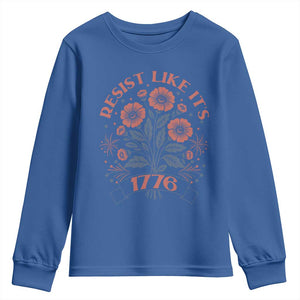 Resist Like its 1776 Youth Sweatshirt Vintage Boho Floral Subtle 250th Anniversary