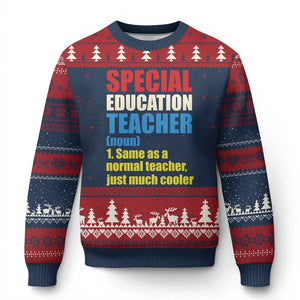 Special Education Teacher Definition Ugly Christmas Sweater Funny Back to School TS14 Navy Red Print Your Wear